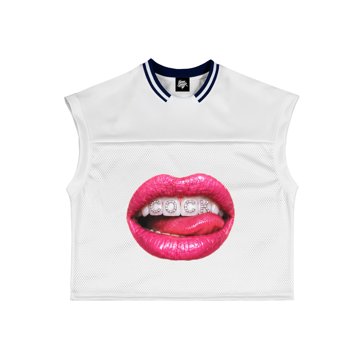 NeonQueer,LickyLips,MeshTShirt,SleevelessTee,QueerFashion,LGBTQClothing,StatementClothing,AlternativeStreetwear,QueerStyle,CampFashion