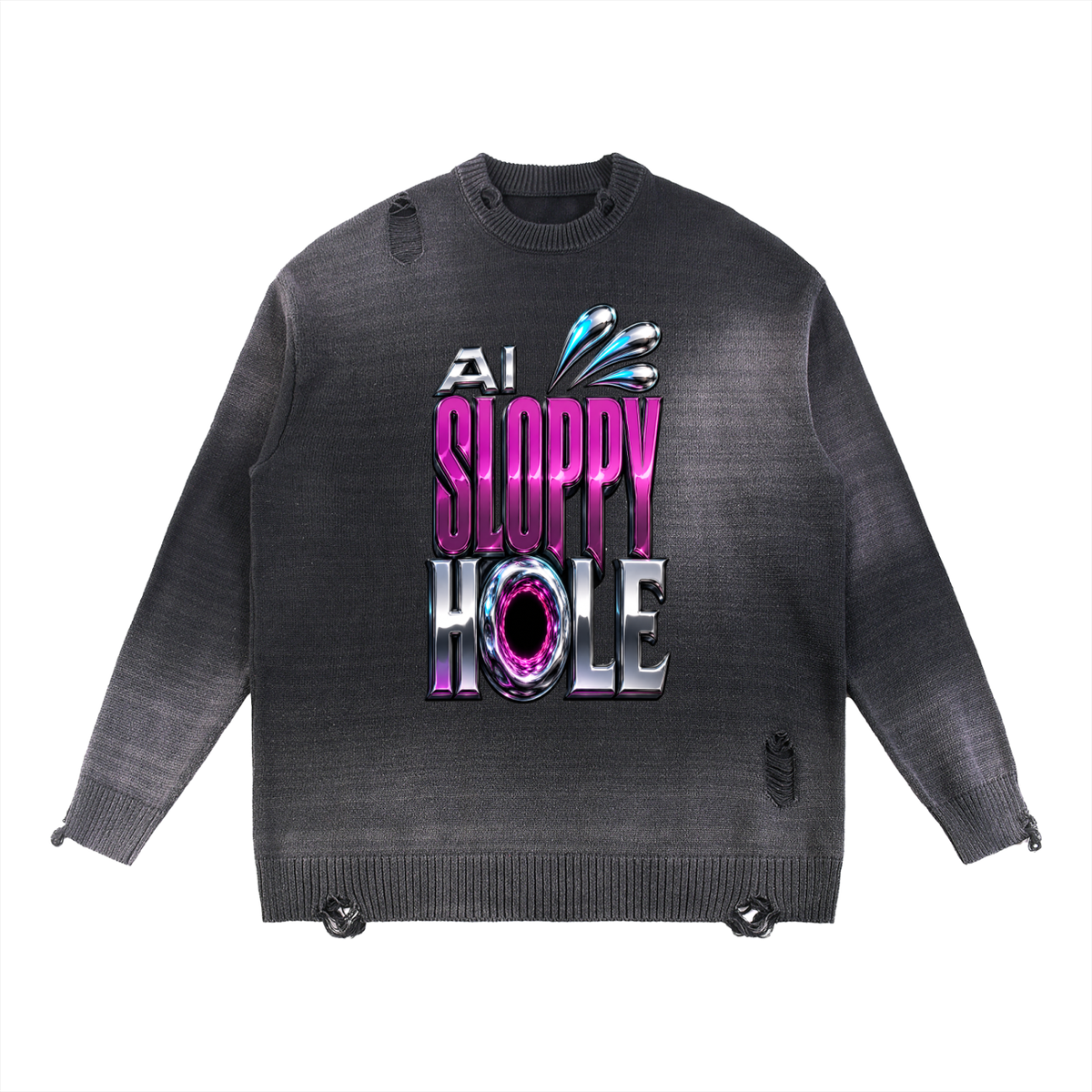 NeonQueer,SloppyHole,DistressedSweater,RippedSweater,QueerFashion,LGBTQClothing,StatementSweater,AlternativeStreetwear,QueerStyle,Clubwear