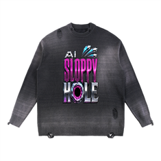 NeonQueer,SloppyHole,DistressedSweater,RippedSweater,QueerFashion,LGBTQClothing,StatementSweater,AlternativeStreetwear,QueerStyle,Clubwear