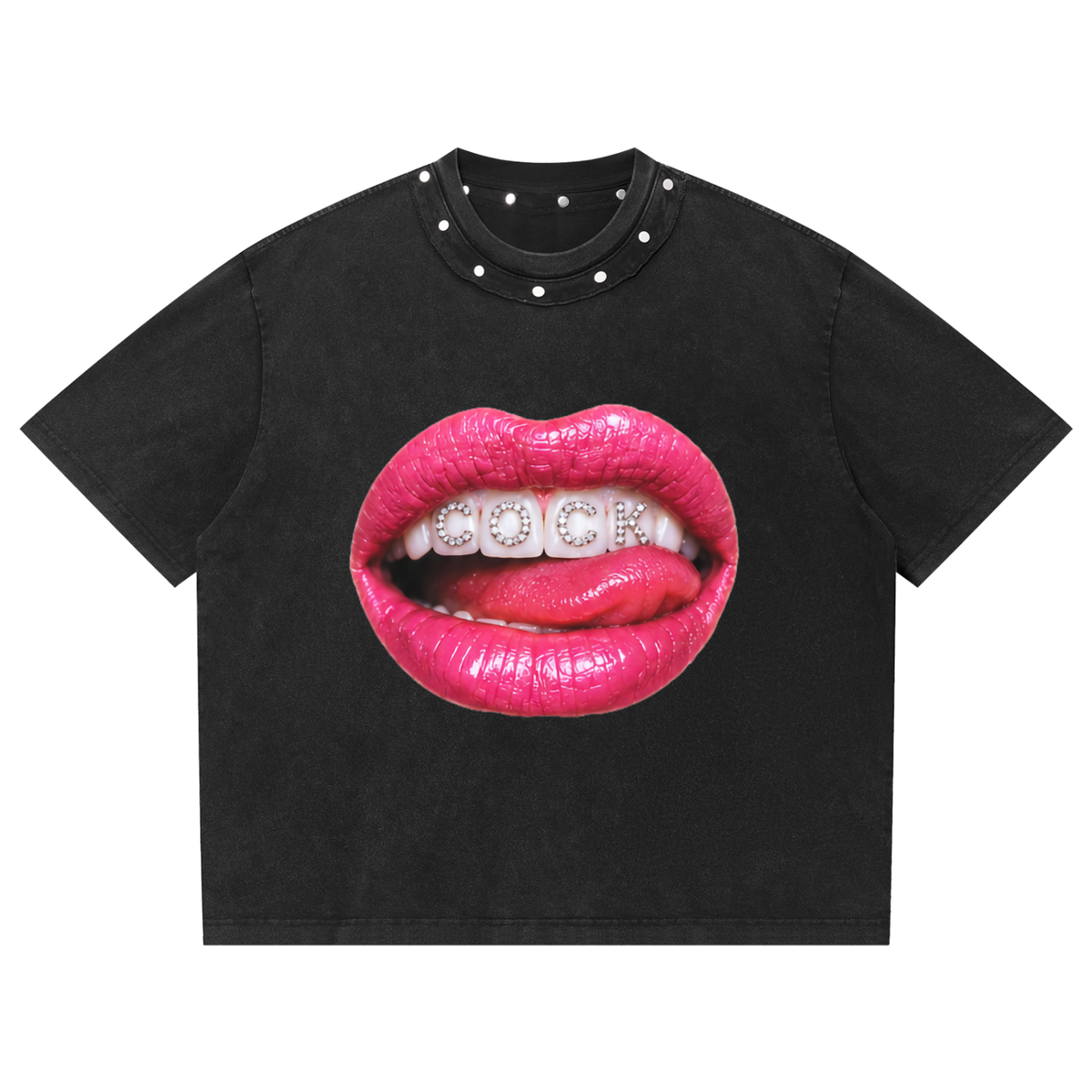 NeonQueer,CockMouth,StuddedTShirt,BoxyTShirt,QueerFashion,LGBTQClothing,StatementTee,AlternativeStreetwear,QueerStyle,CampFashion