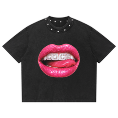 NeonQueer,CockMouth,StuddedTShirt,BoxyTShirt,QueerFashion,LGBTQClothing,StatementTee,AlternativeStreetwear,QueerStyle,CampFashion