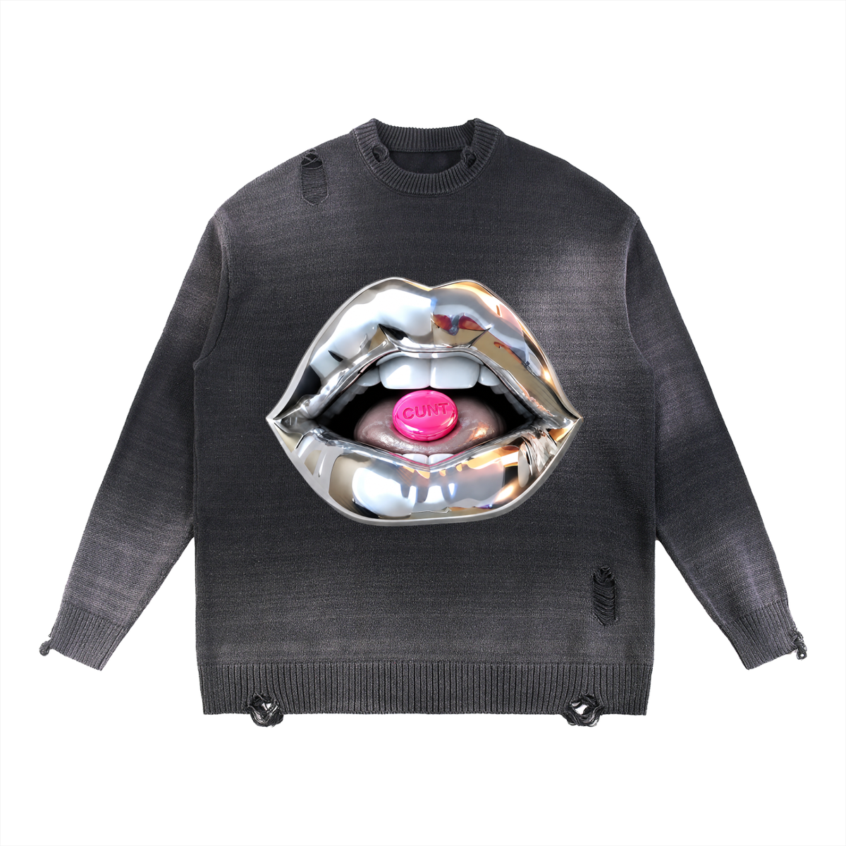 NeonQueer,CuntCandy,DistressedSweater,CrewneckSweater,QueerFashion,LGBTQClothing,StatementSweater,AlternativeStreetwear,QueerStyle,CampFashion