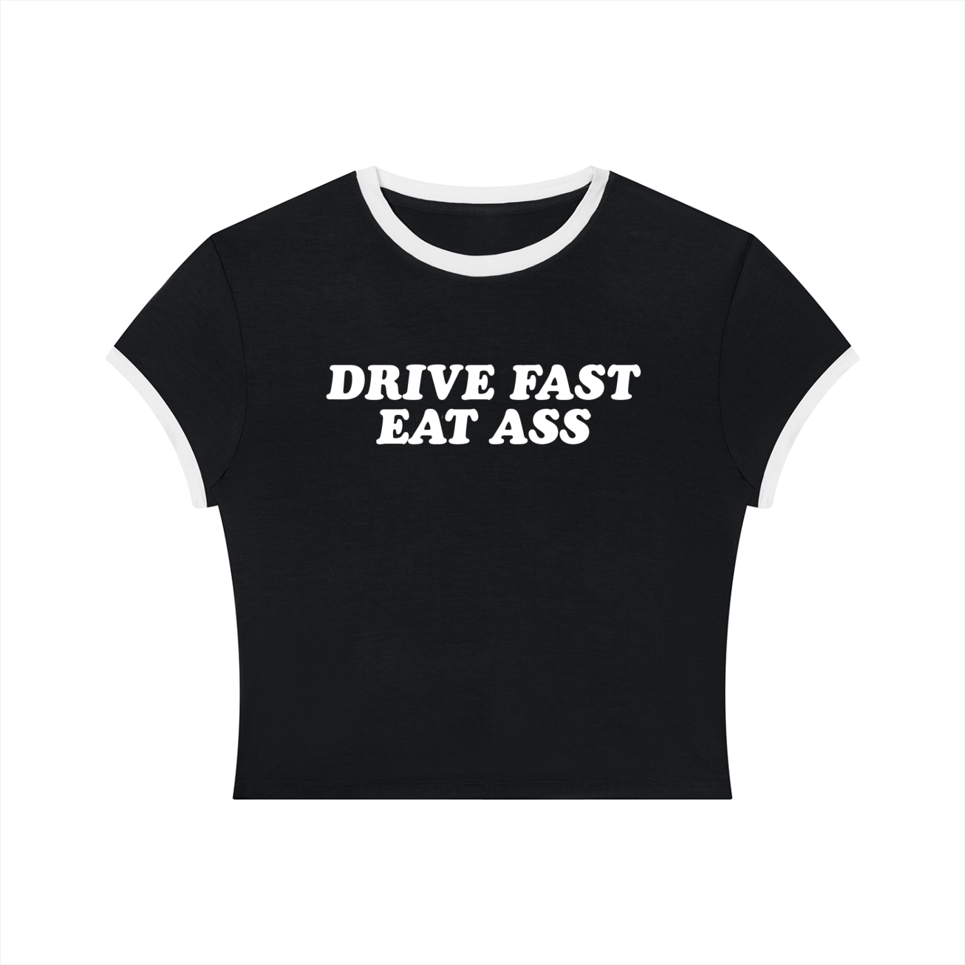 Queer Quotes: Drive Fast Eat Ass | Crop Ringer Tee