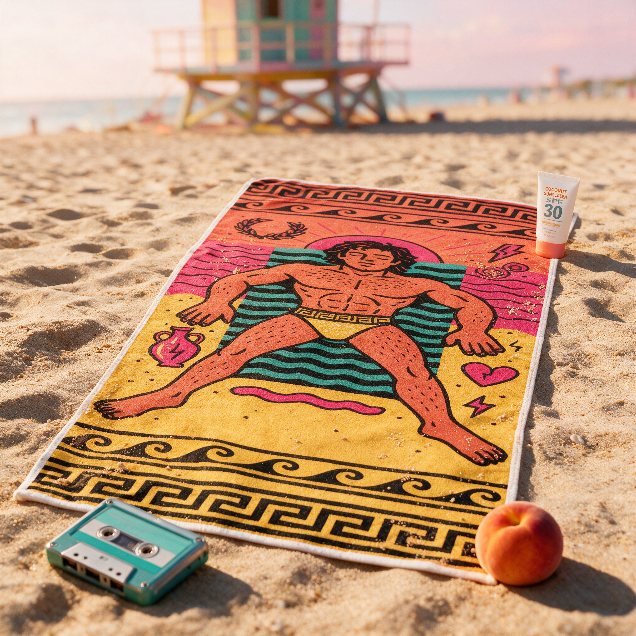Masc Delusion beach towel lifestyle shot 1