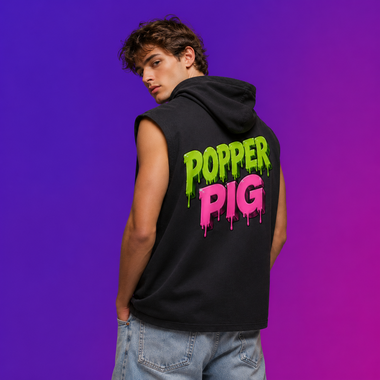 80s Anarchy: Popper Pig | Sleeveless Hoodie