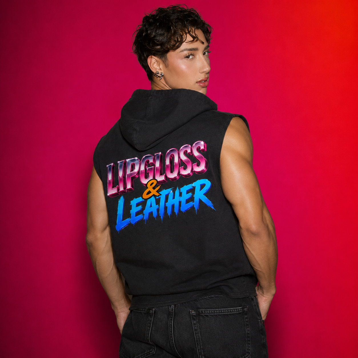 80s Anarchy: Lipgloss & Leather | Sleeveless Hoodie