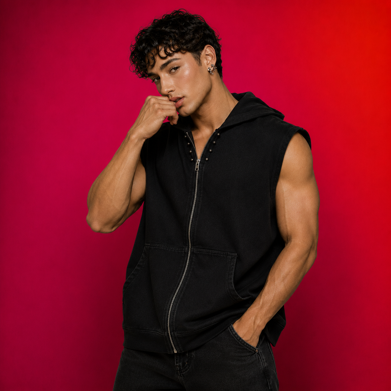80s Anarchy: Lipgloss & Leather | Sleeveless Hoodie