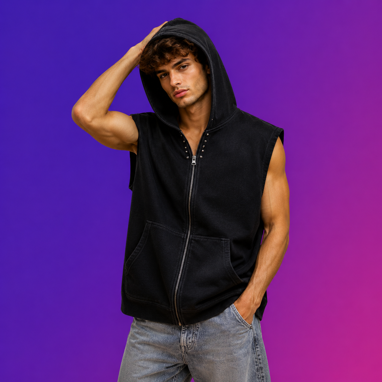 80s Anarchy: Popper Pig | Sleeveless Hoodie