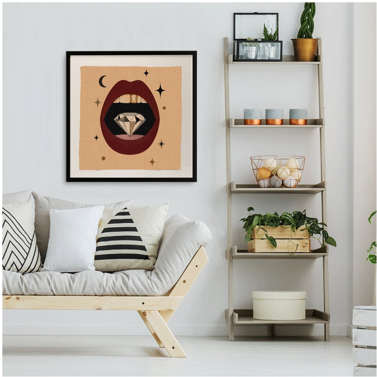 Open Wide (Diamond) | Framed Silk Scarf