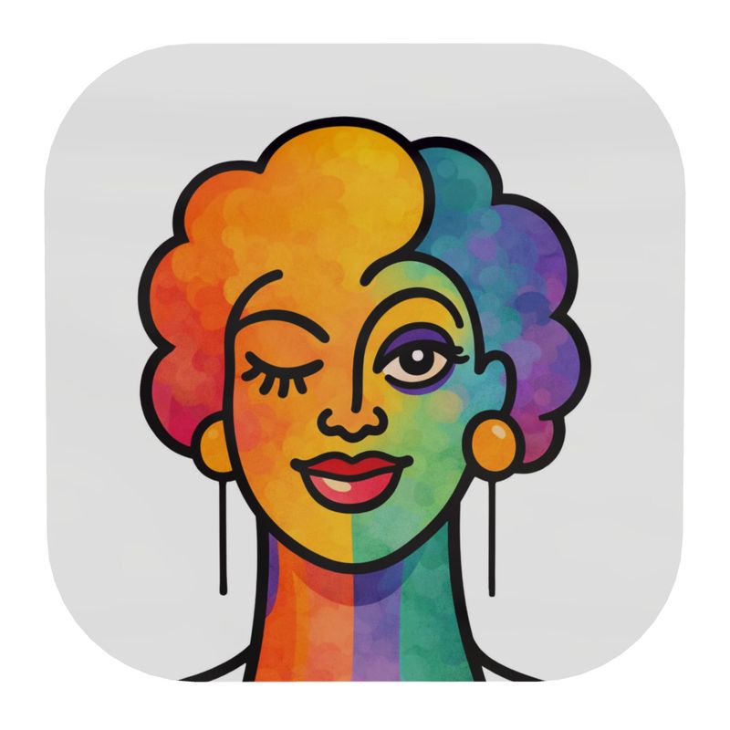 Proud Portraits: Femme Winker | Wooden Coaster