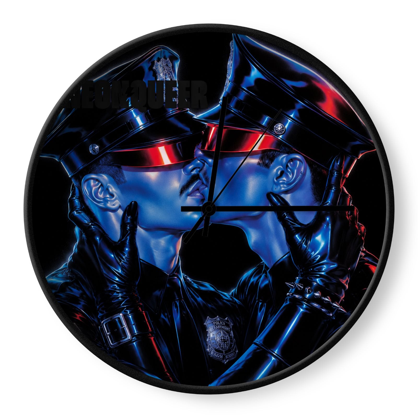 CYBER QUEEN COP KISSING Wall Clocks