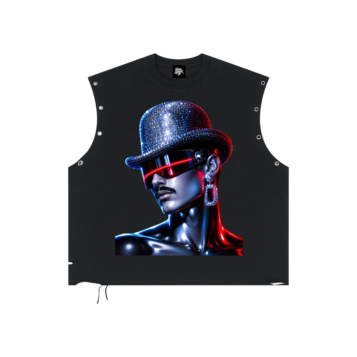 NeonQueer,ShadyGrace,DistressedTankTop,EyeletTankTop,QueerFashion,LGBTQClothing,StatementClothing,AlternativeStreetwear,CyberStyle,QueerStyle
