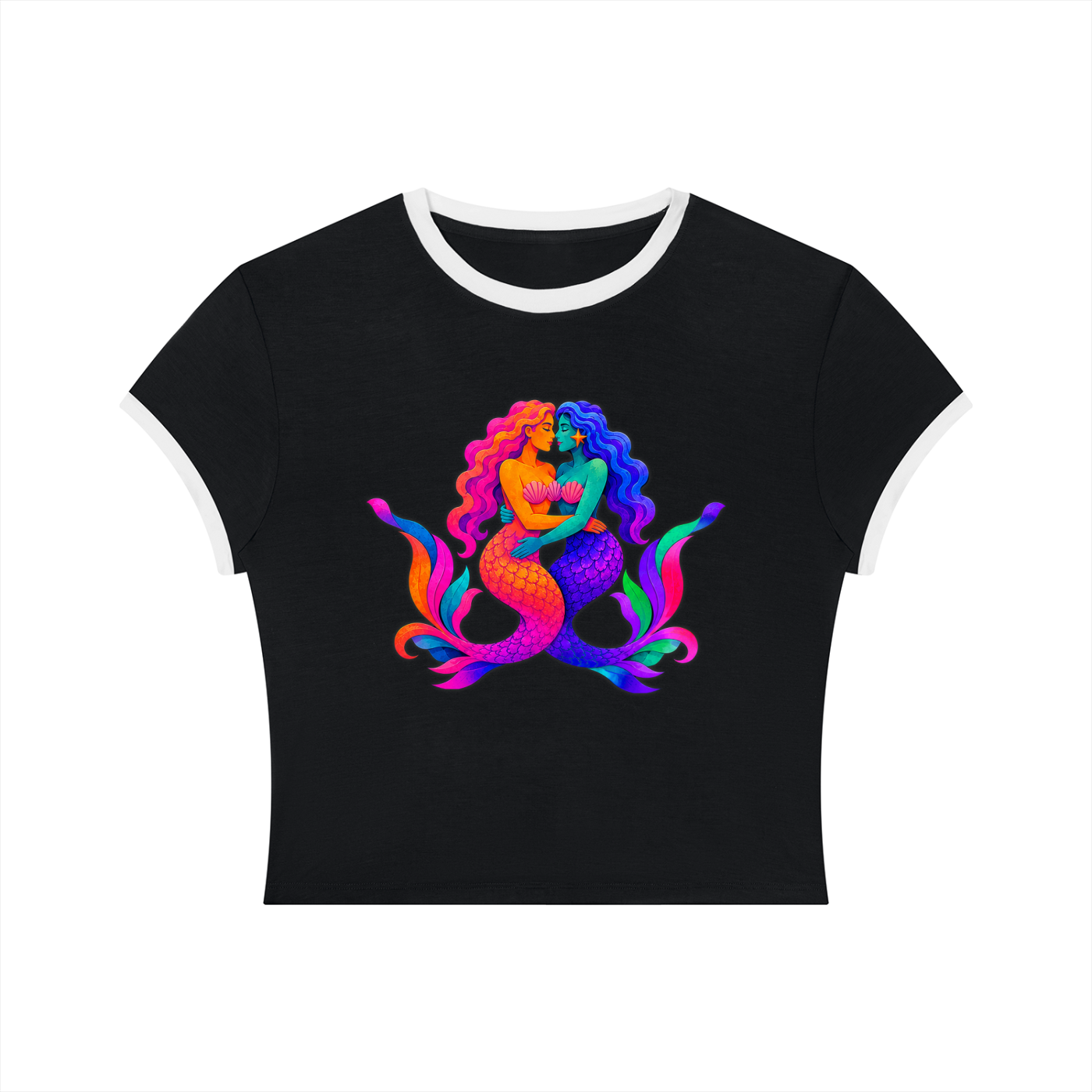 Gaylantis: Mermaid Kisser | Crop Ringer Tee