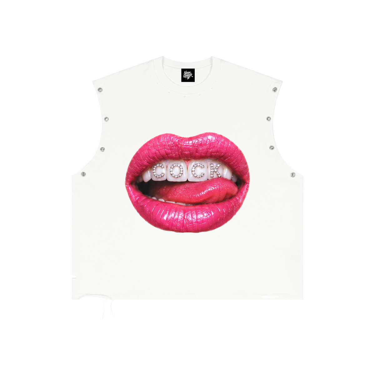 NeonQueer,LickyLips,DistressedTankTop,EyeletTankTop,QueerFashion,LGBTQClothing,StatementClothing,AlternativeStreetwear,Clubwear