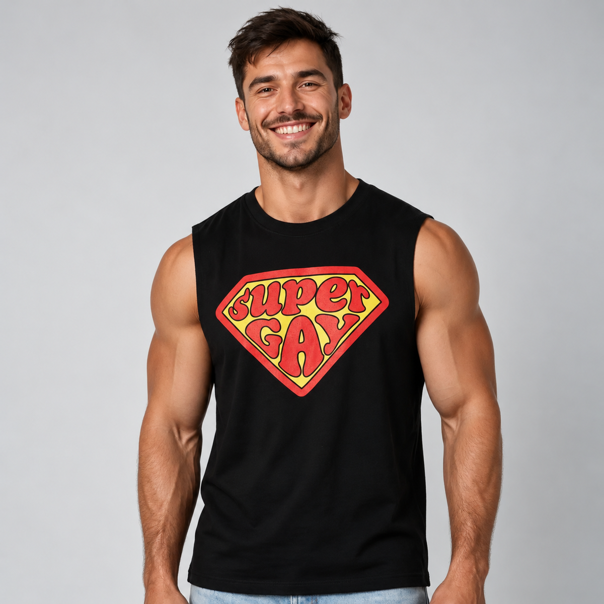 Super Gay | Raw Edge Cotton Tank Top