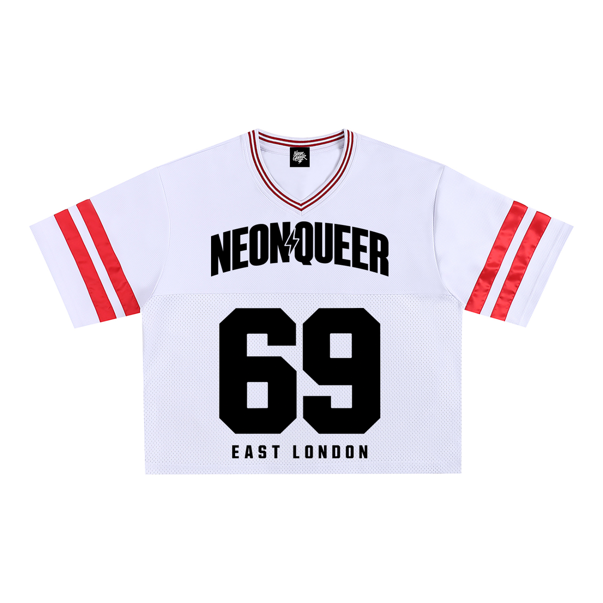 NeonQueer,69er,QueerStreetwear,QueerFashion,LGBTQClothing,MeshTShirt,BoxyTShirt,StatementTee,EastLondonStyle,CampFashion