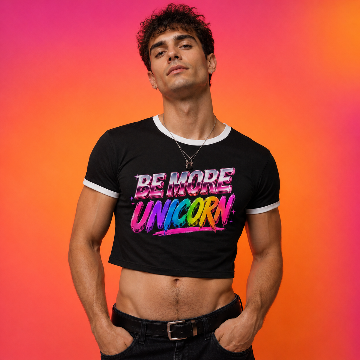 Crop Ringer Tee | 80s Anarchy: Be More Unicorn