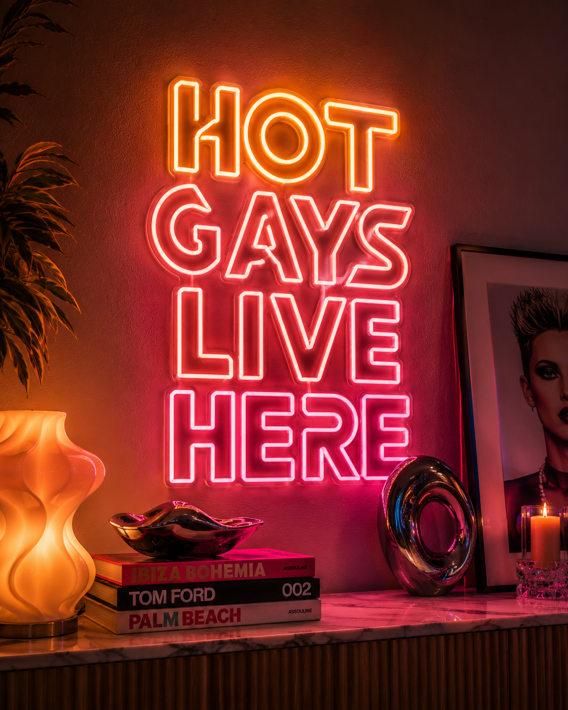 Hot Gays Live Here Neon Sign