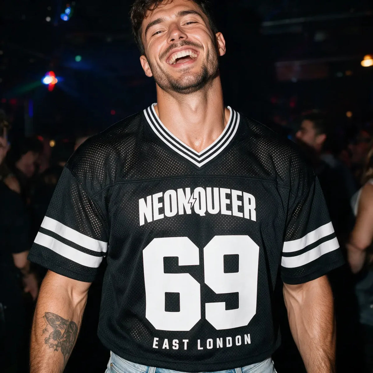 NeonQueer,69er,SoccerJersey,MeshJersey,QueerFashion,LGBTQClothing,QueerStreetwear,EastLondonStyle,RetroSportswear,StatementJersey