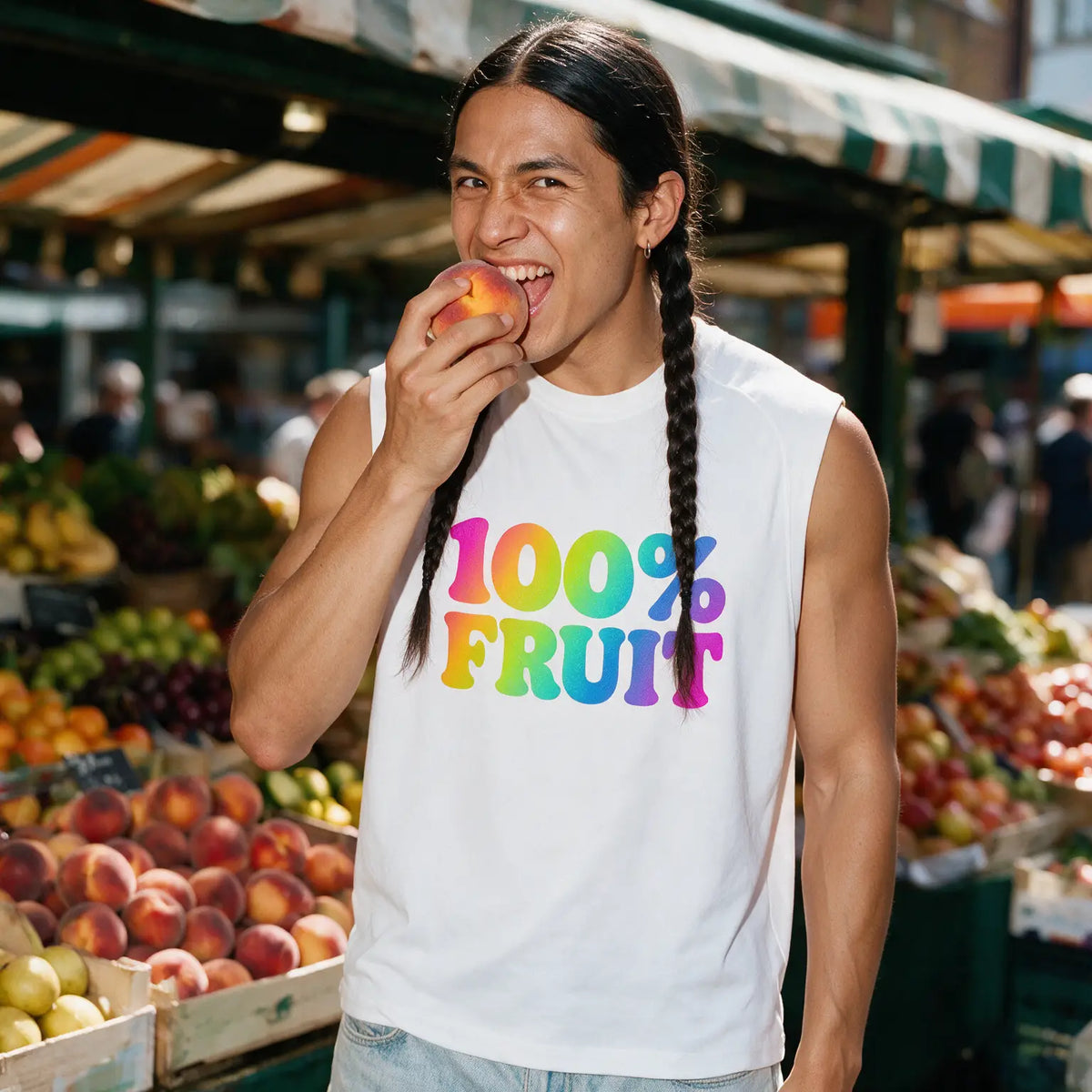 NeonQueer,100PercentFruit,QueerFashion,LGBTQClothing,PrideStyle,RainbowStyle,StatementTank,QueerStyle,AlternativeStreetwear,GayStyle