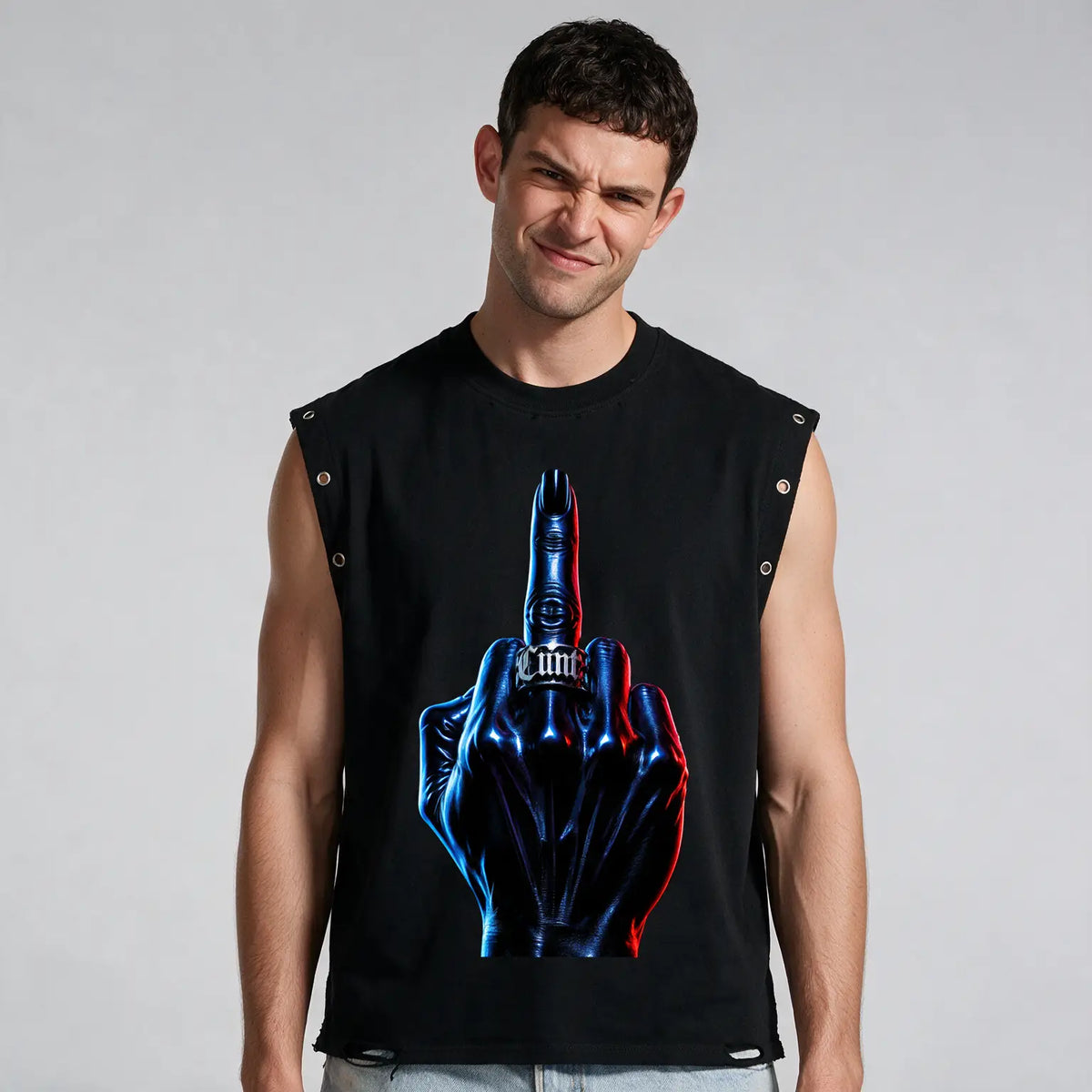 C*NT Flip | Distressed Grommet Eyelet Tank Top