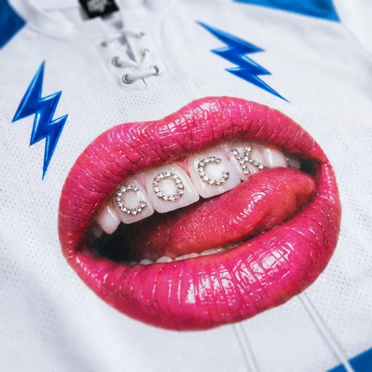 Cocky Mouth | Unisex Raglan Sleeve Mesh Boxy T-Shirt