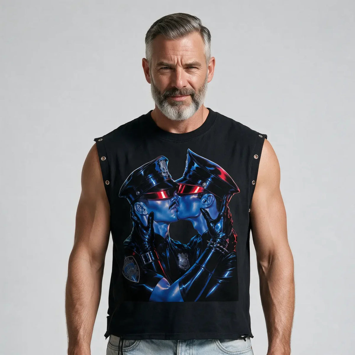 Cop Action | Distressed Grommet Eyelet Tank Top