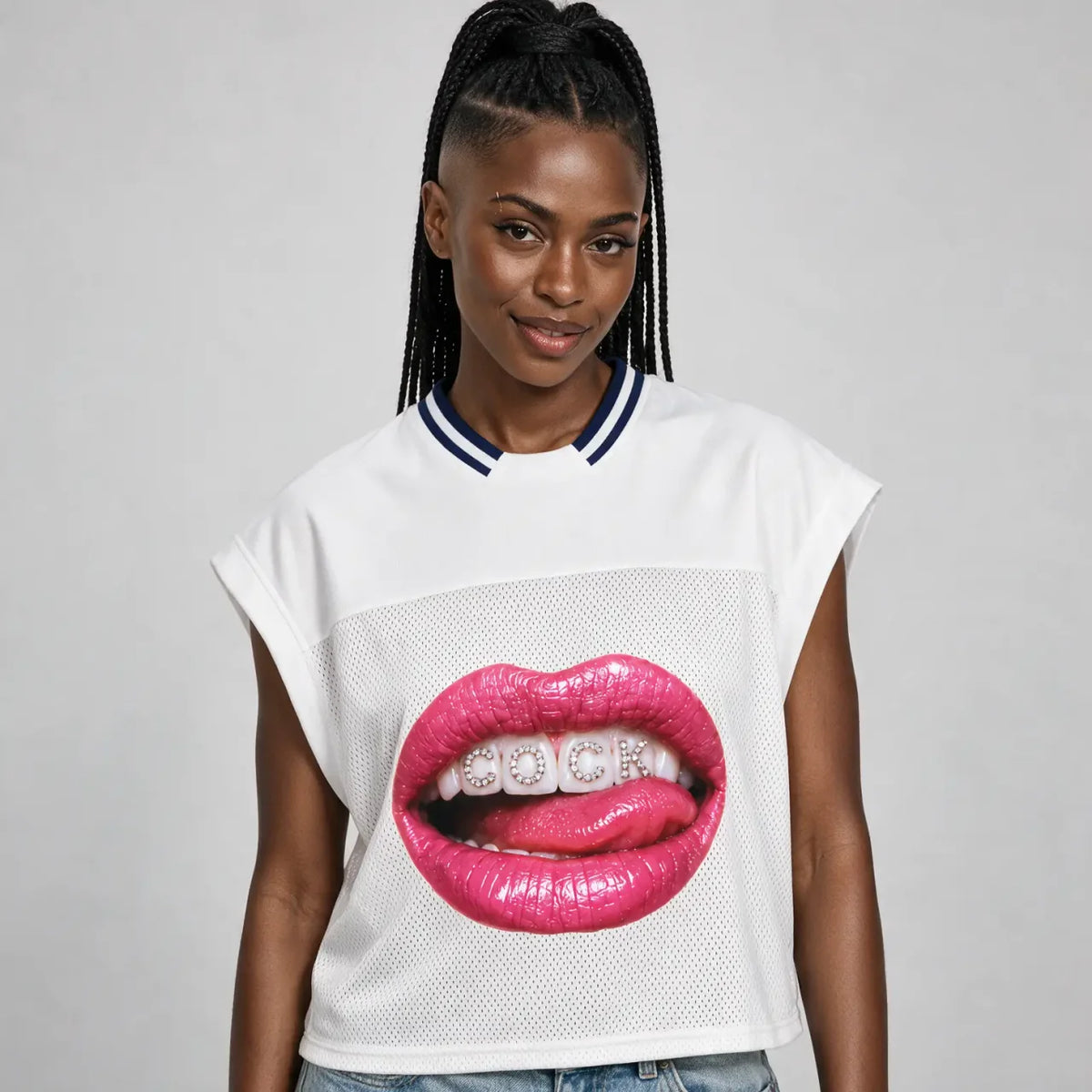 Licky Lips | Loose Sleeveless Mesh T-Shirt
