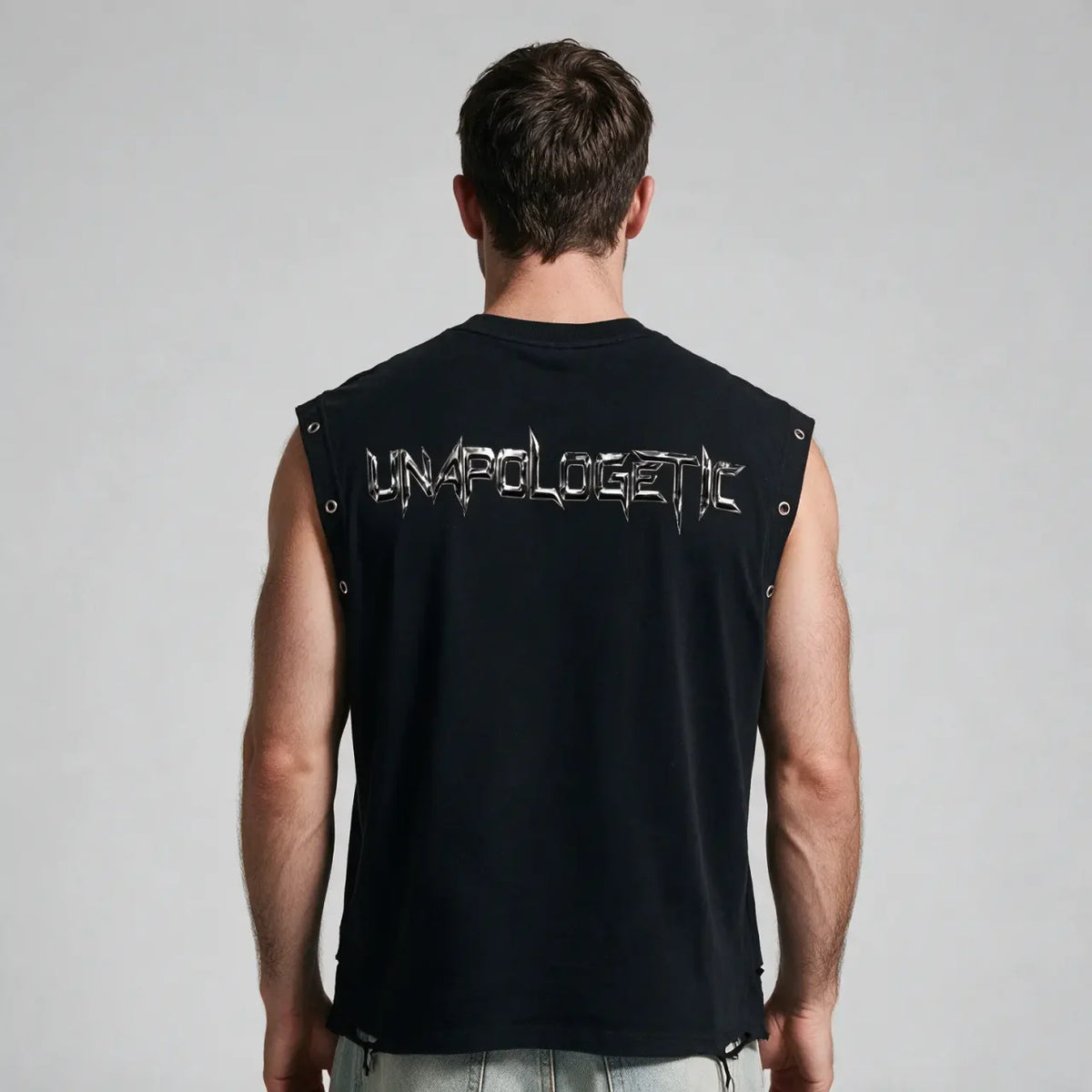 Rich Bitch \ Distressed Grommet Eyelet Tank Top