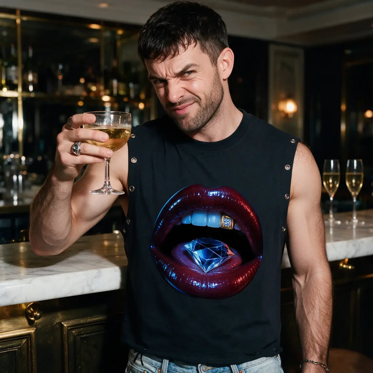 NeonQueer,RichBitch,DistressedTankTop,EyeletTankTop,QueerFashion,LGBTQClothing,StatementClothing,AlternativeStreetwear,QueerStyle,Clubwear