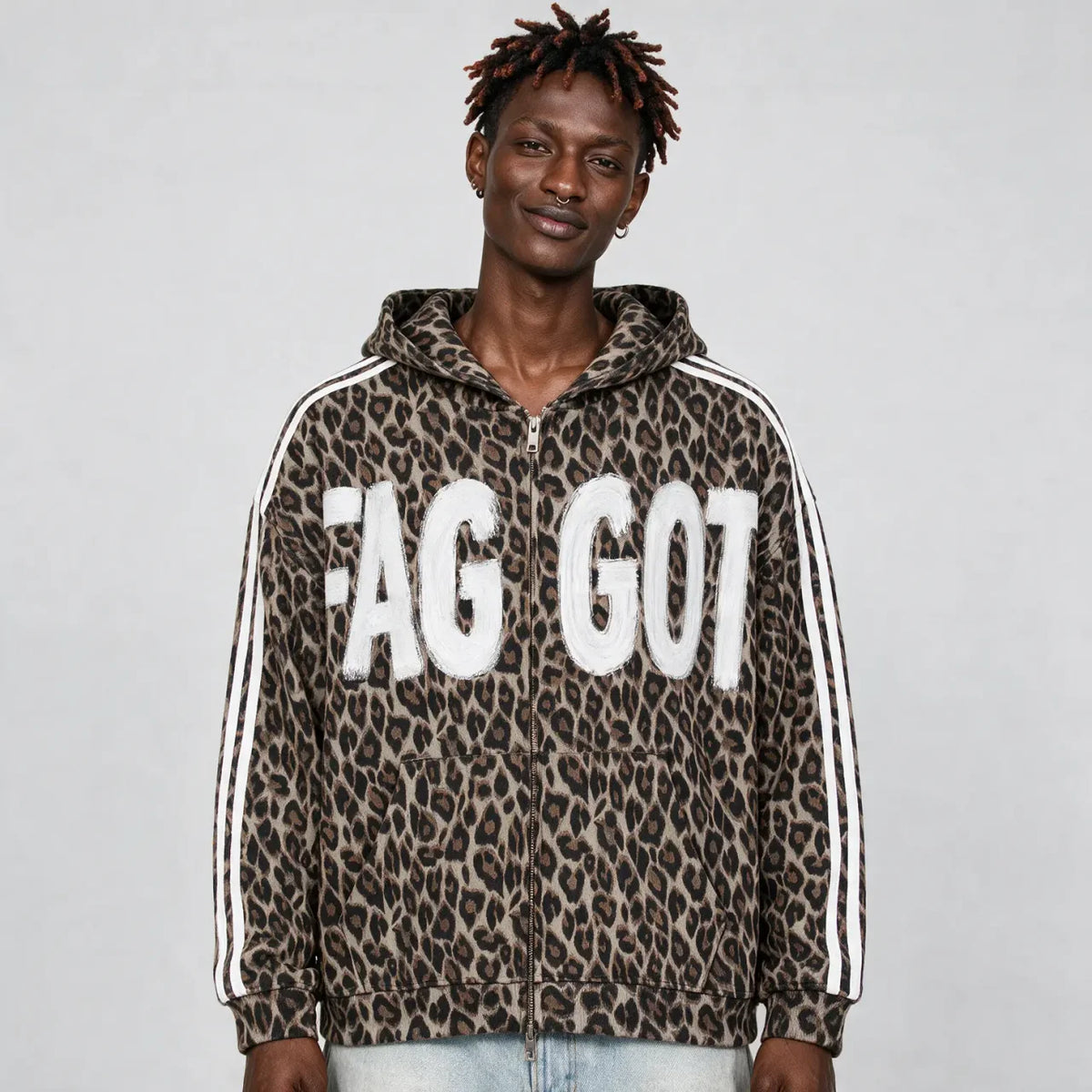 F*GGOT | Unisex Leopard Full Zip Hoodie