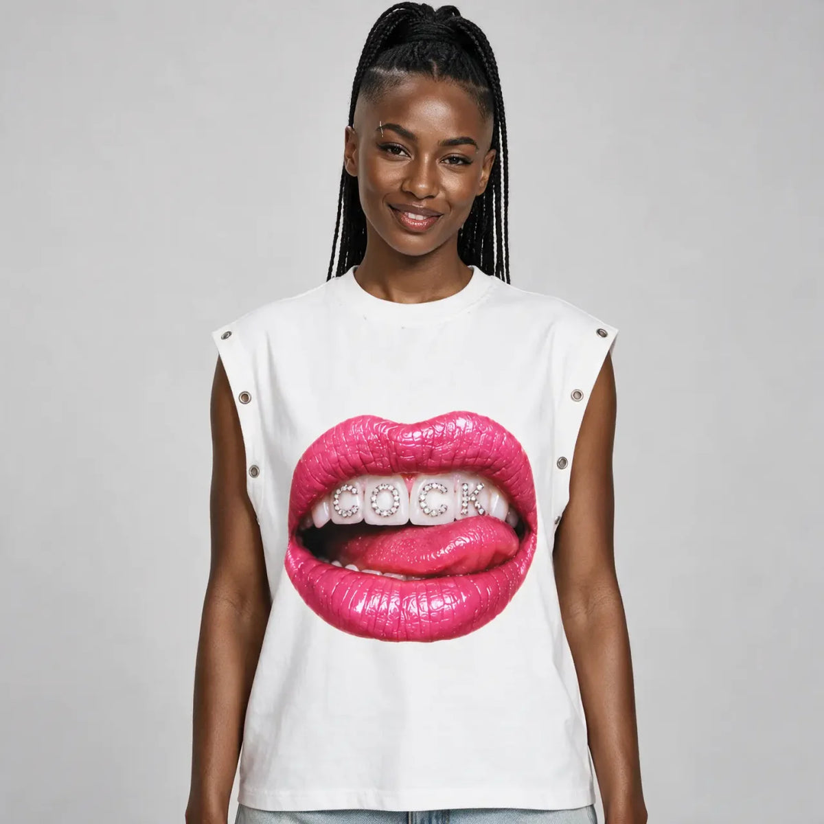 Licky Lips | Distressed Grommet Eyelet Tank Top