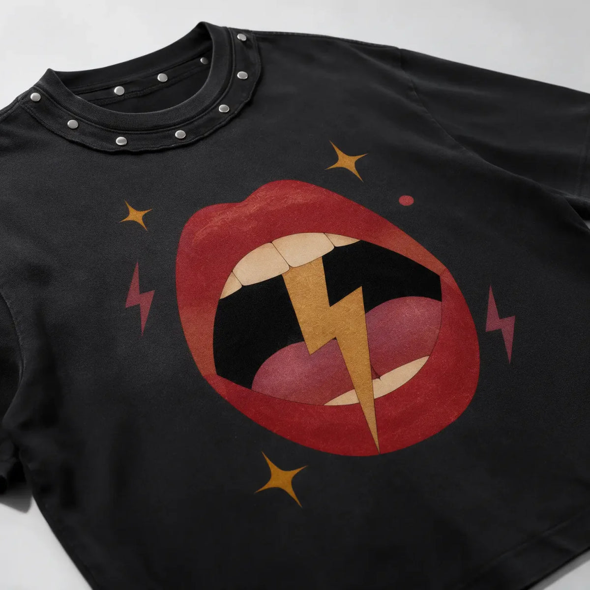 Sexy Electric | Unisex Washed Boxy Studded T-Shirt