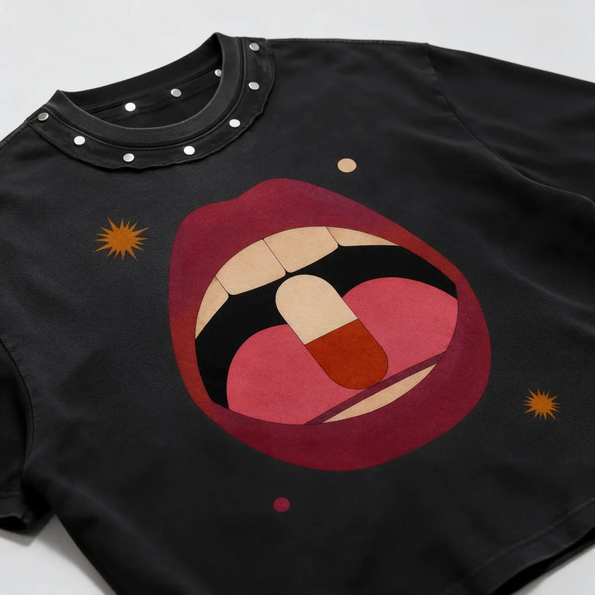 Party Candy | Unisex Washed Boxy Studded T-Shirt