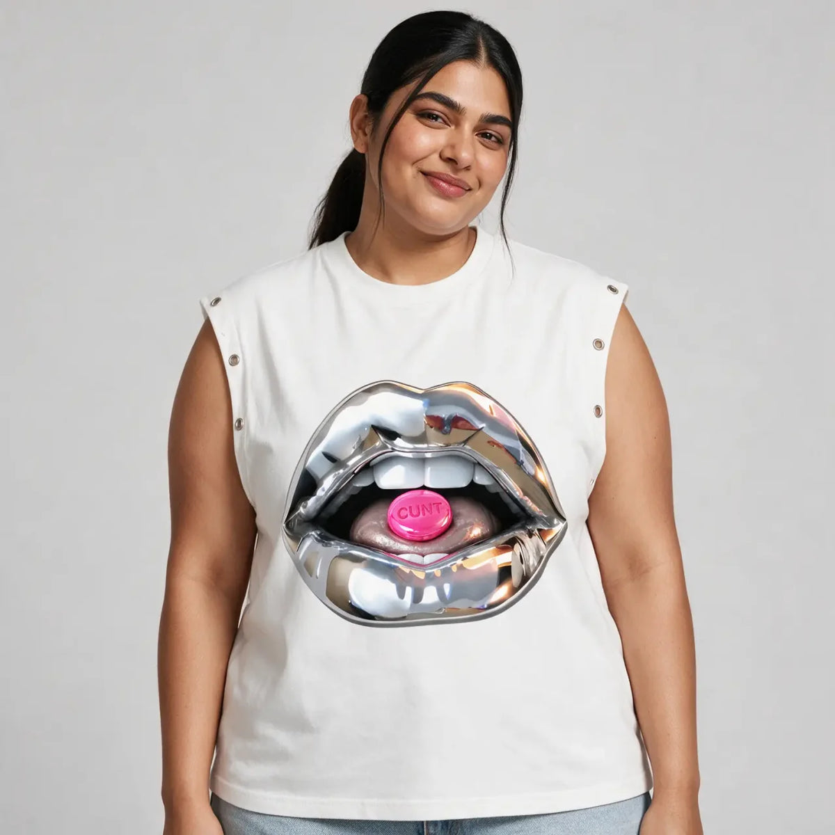 C*NT Candy | Distressed Grommet Eyelet Tank Top
