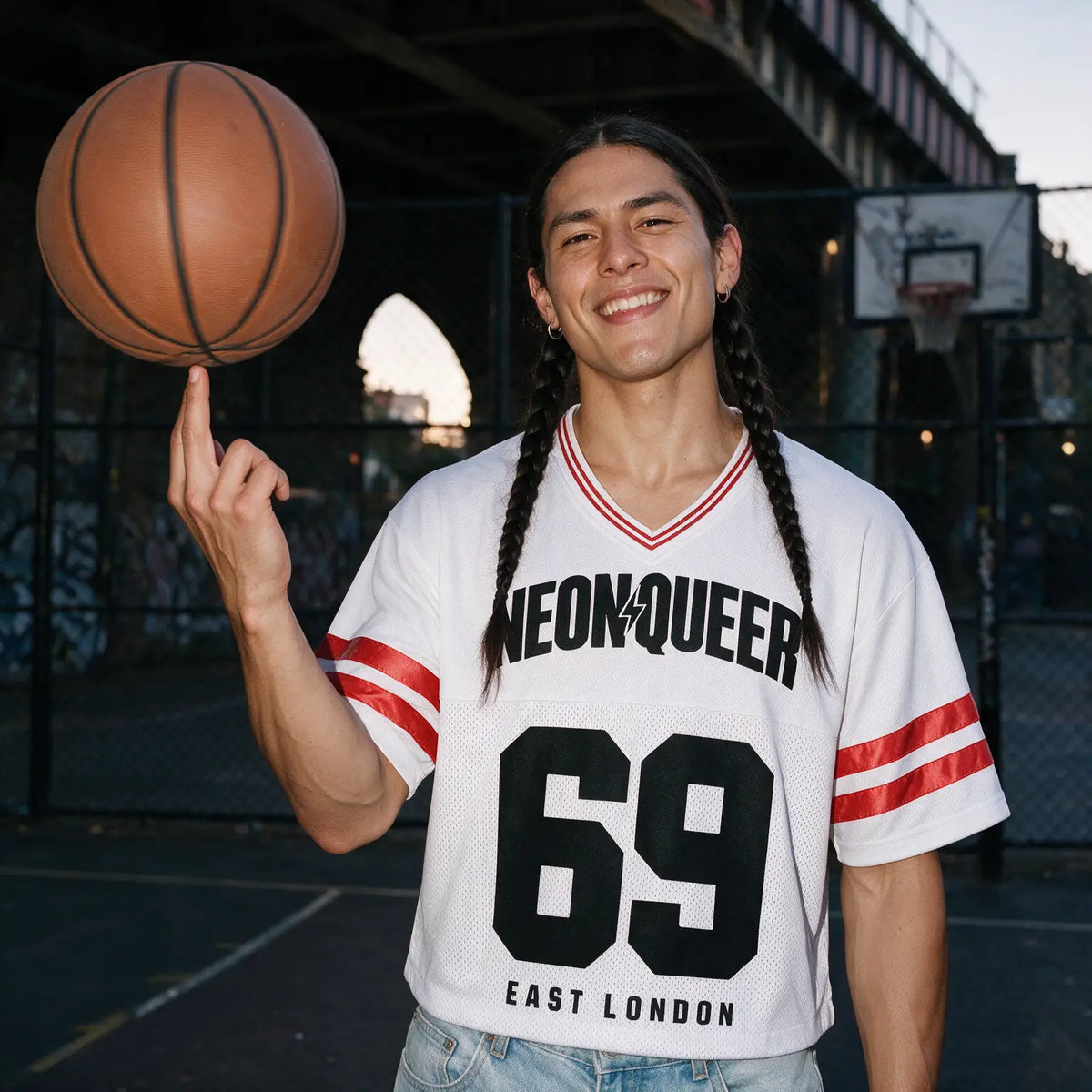NeonQueer,69er,QueerStreetwear,QueerFashion,LGBTQClothing,MeshTShirt,BoxyTShirt,StatementTee,EastLondonStyle,CampFashion