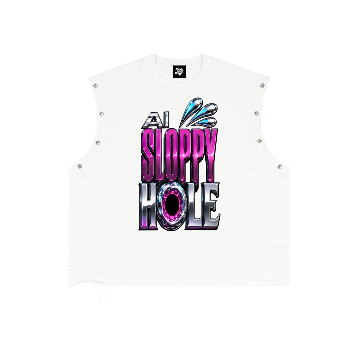 NeonQueer,SloppyHole,DistressedTankTop,EyeletTankTop,QueerFashion,LGBTQClothing,StatementClothing,CampHumour,AlternativeStreetwear,QueerStyle