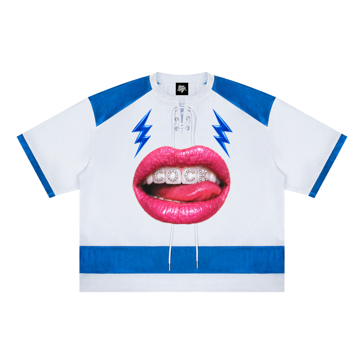 NeonQueer,CockyMouth,MeshTShirt,BoxyTShirt,QueerFashion,LGBTQClothing,StatementTee,SportyStyle,QueerStyle,CampFashion