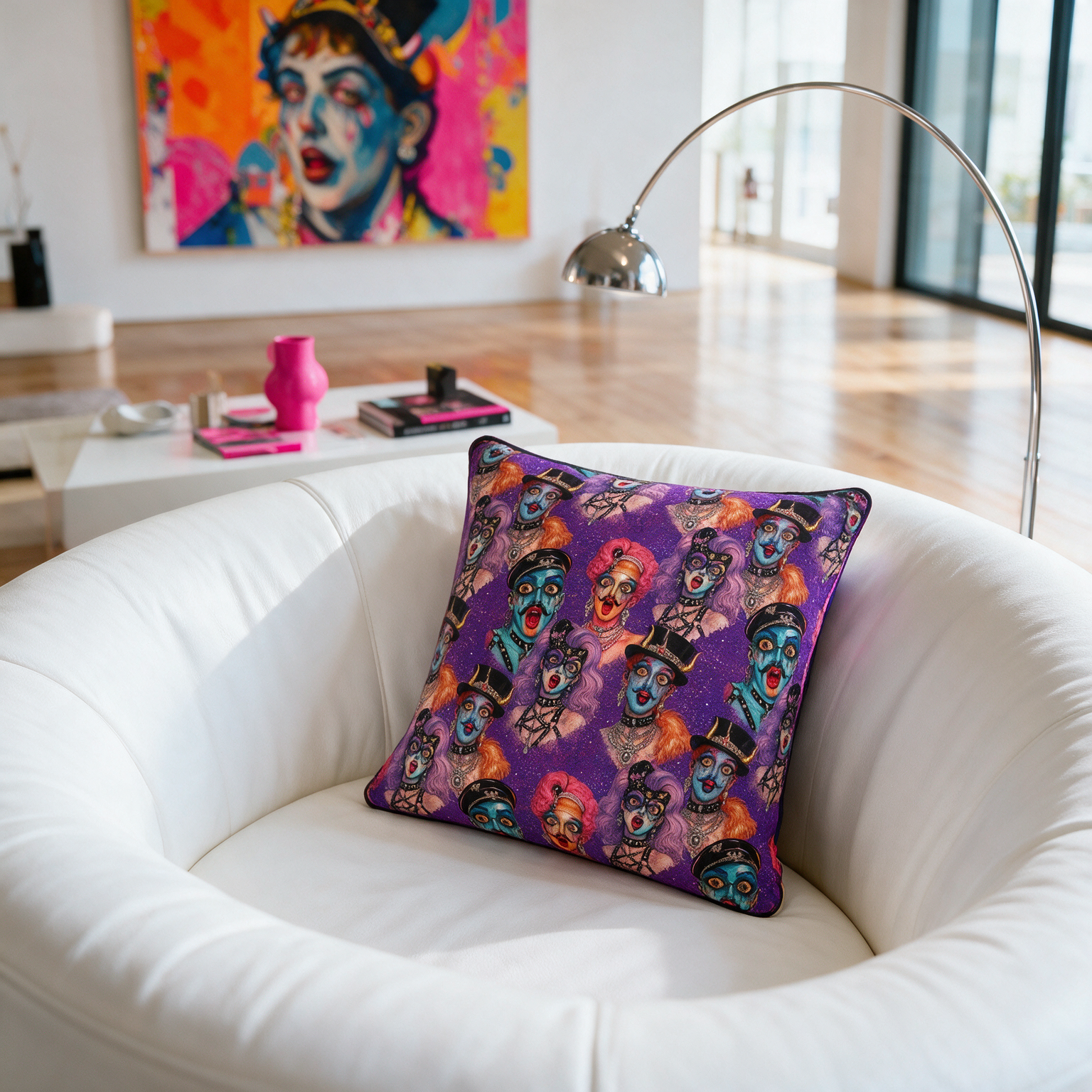 NQ Universe Pattern: Icons on Acid | Cushion