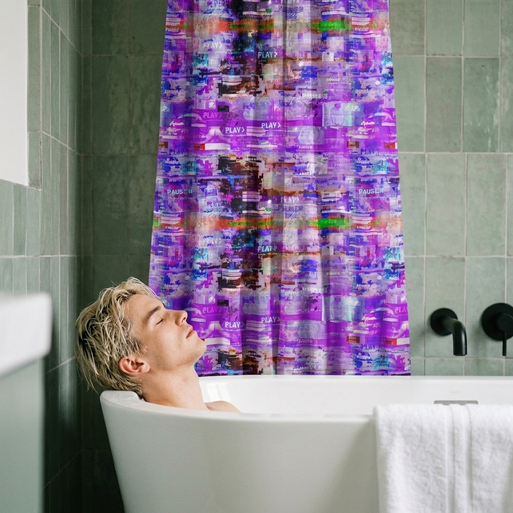 Shower Curtain | NQ Universe Pattern: 80s Digi Porn