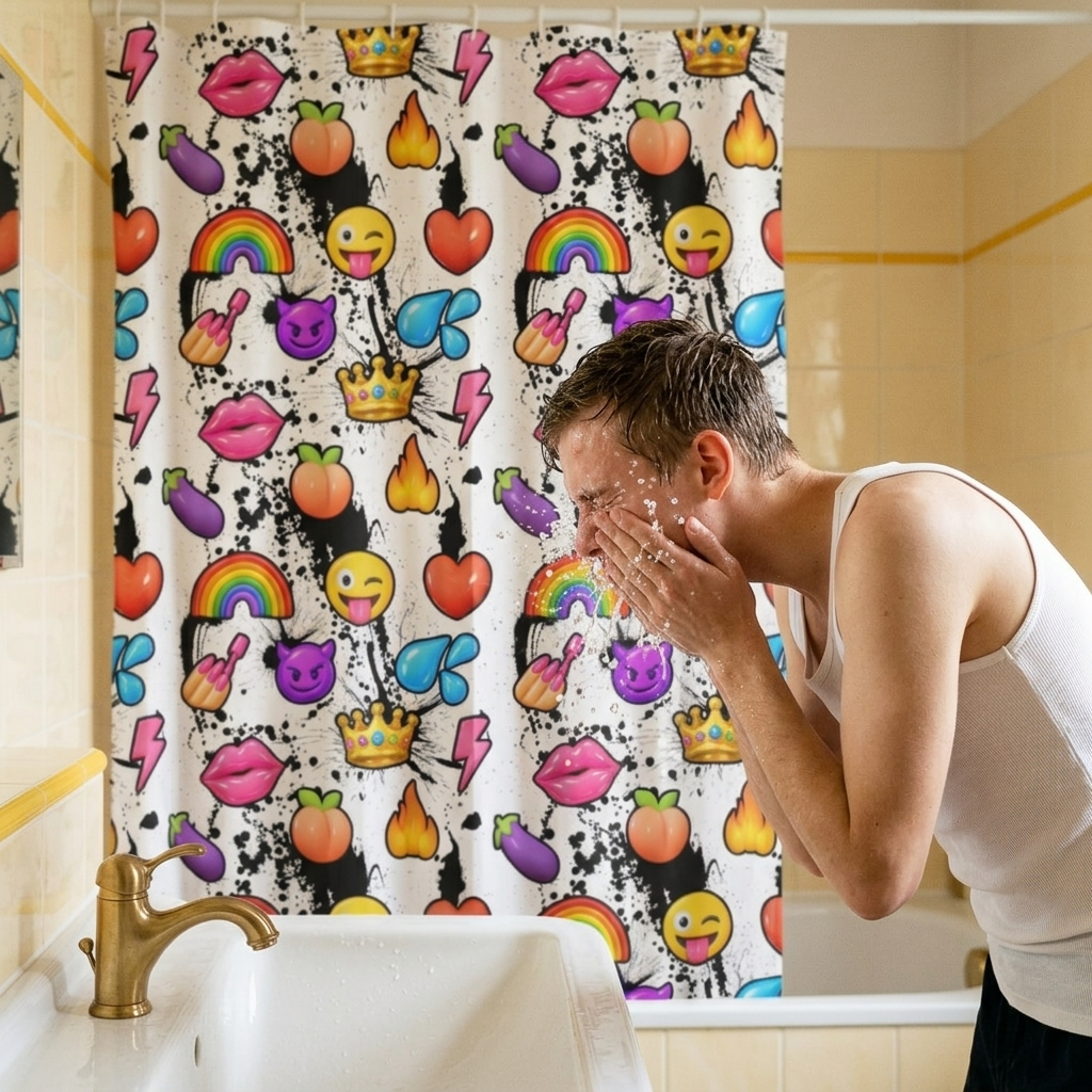 Shower Curtain | NQ Universe Pattern: Emoji