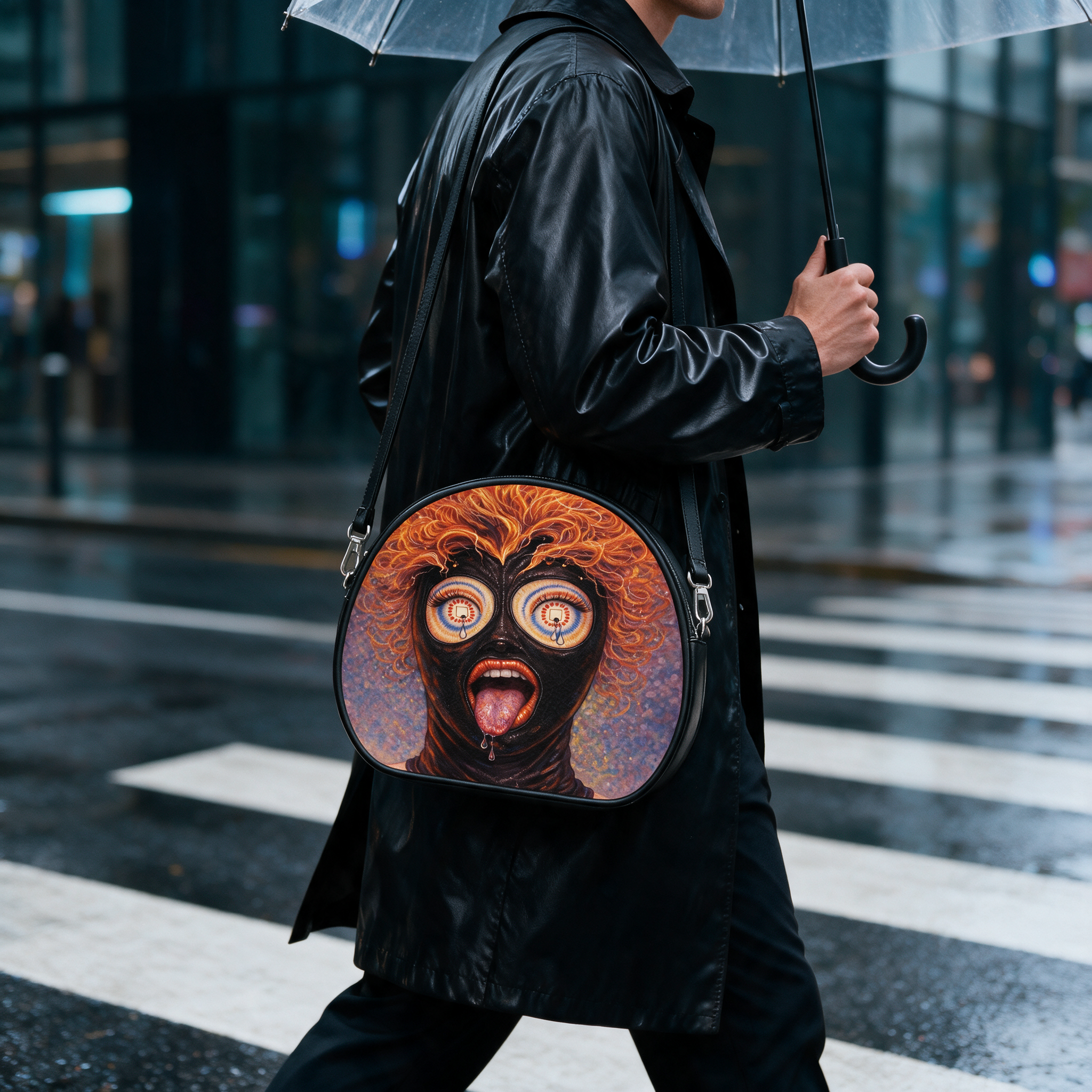 Icons on Acid: Reborn in Rubber | Round Shoulder Bag