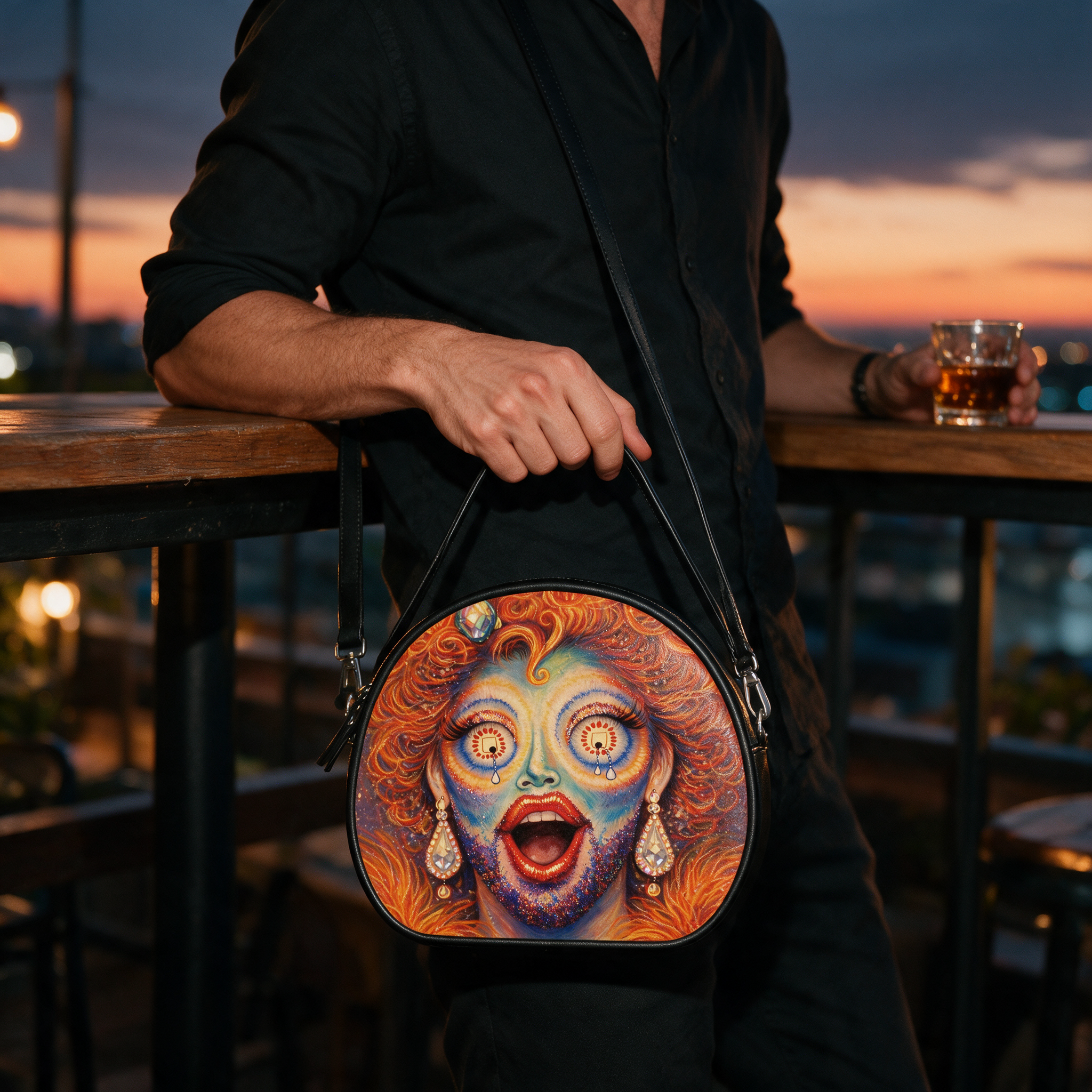 Icons on Acid: Divine Meltdown | Round Shoulder Bag