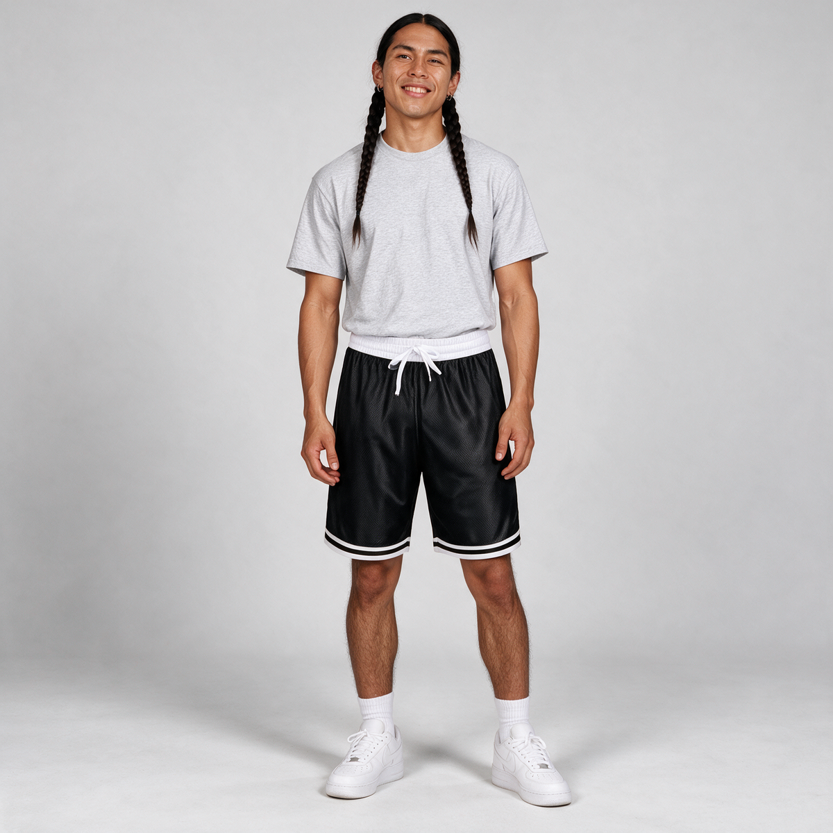 Classic Stripe Trim Basketball Shorts