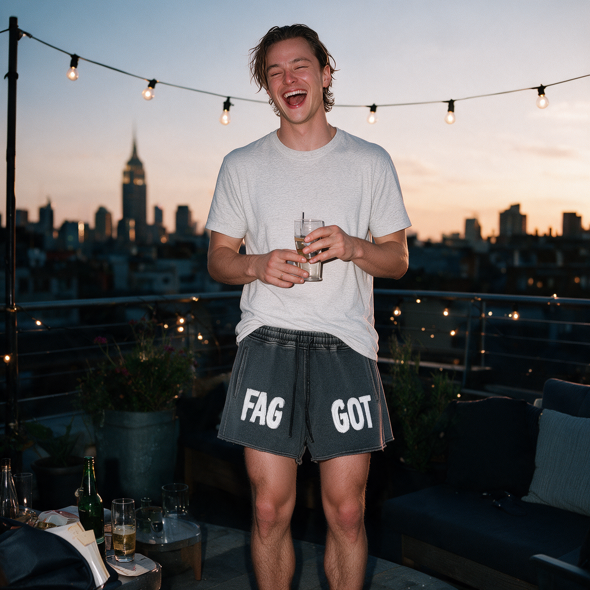F*GGOT | Snow Washed Raw Edge Drawstring Shorts