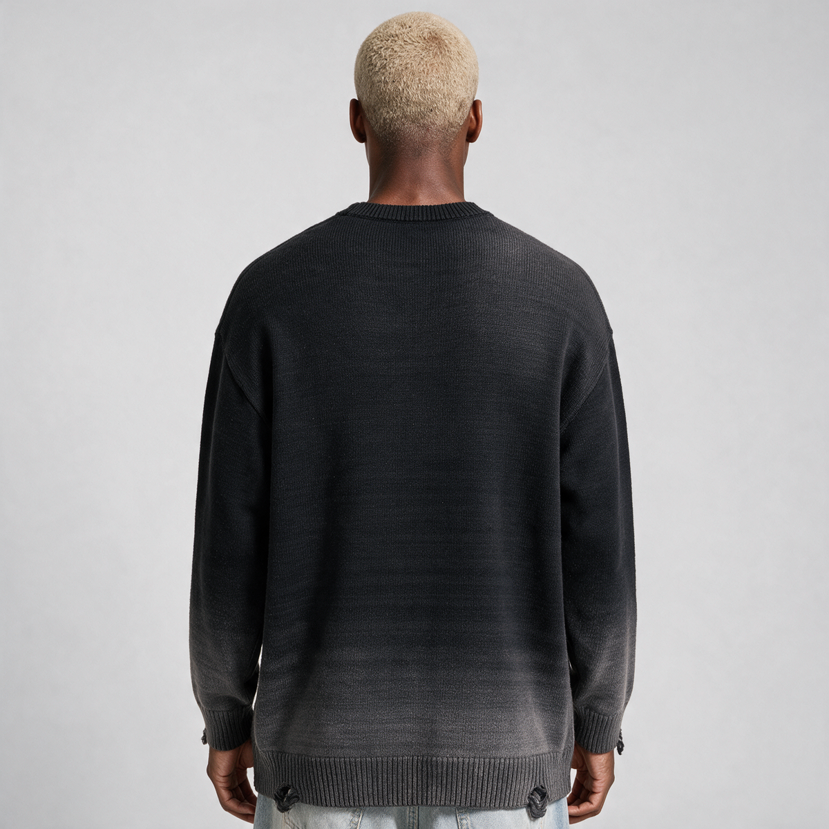 Happy Pill | Sun Fade Distressed Ripped Crewneck Sweater