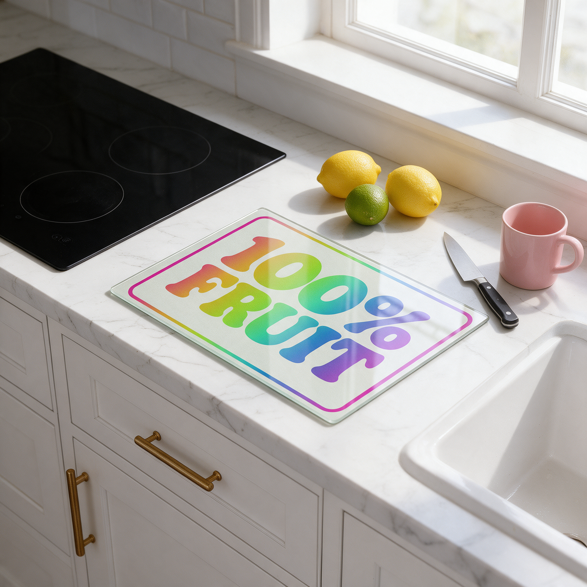 100% Fruit Rainbow | Glass Chopping Board