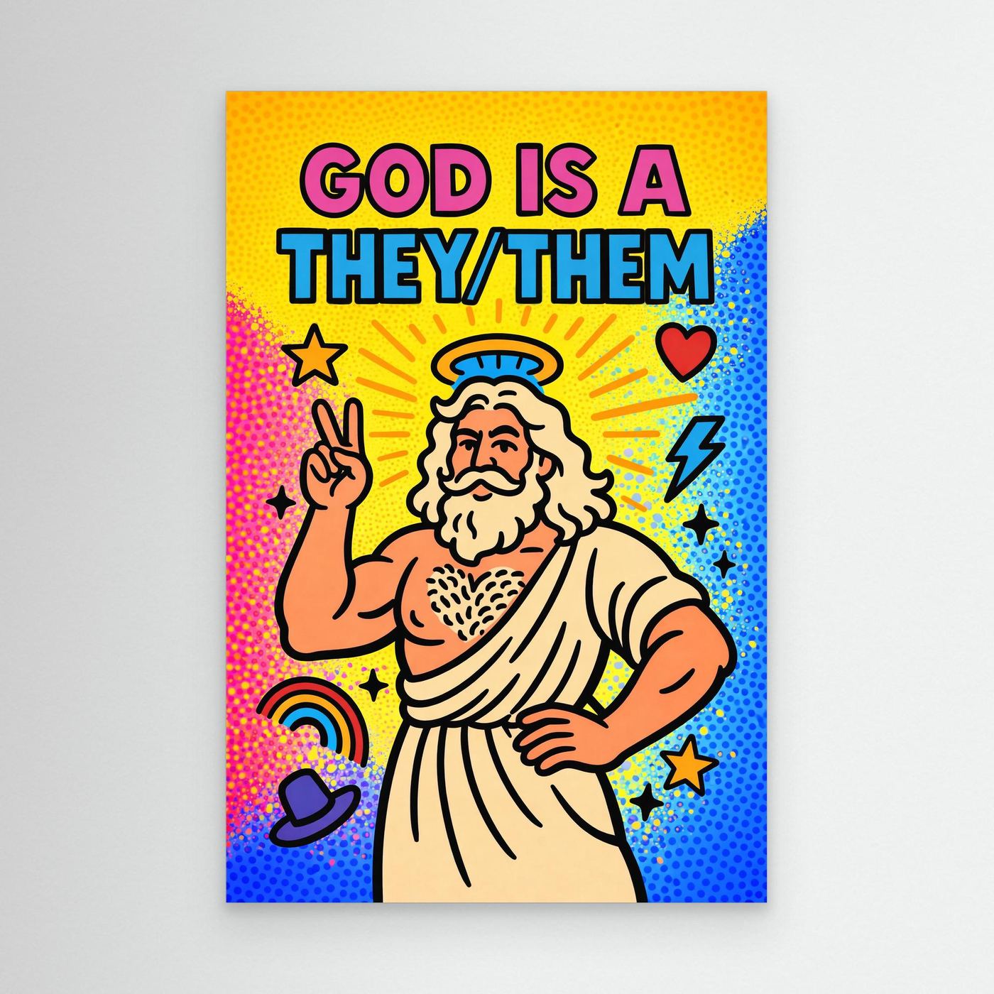 God is a They/Them (Halftone Ver.) | Canvas