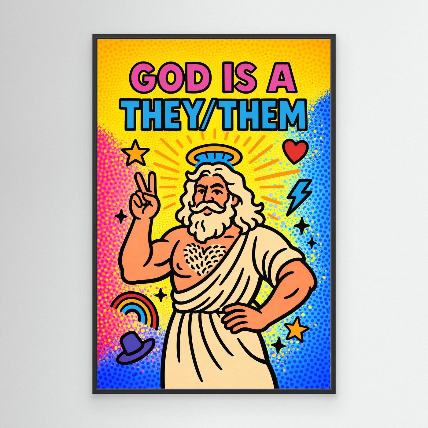 God is a They/Them (Halftone Ver.) | Canvas