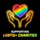 Neon icon card: hands holding rainbow heart, Supporting LGBTQ+ Charities